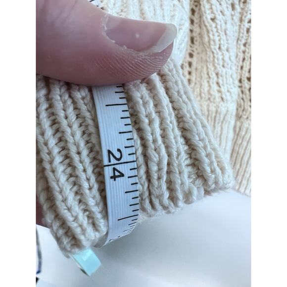 Billabong Bring It Cross Wrap Sweater Faux Wrap Open Knit Beige Women Medium - Picture 9 of 9